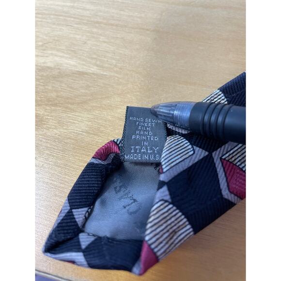 Vintage Robert Talbott Best of Class Silk Necktie Black Gray Geometric Preppy - Picture 5 of 6
